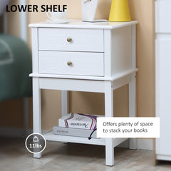 Modern Sofa Side Table, Accent End Table with Drawers and Storage Shelf, Nightstand for Bedroom Living Room, Black