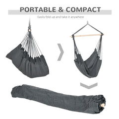 Hammock Chair Swing Hanging Macrame Chair Cotton w/ Two Soft Seat Cushions, for Bedroom Indoor Outdoor Ideal Gift for Kids Lover Birthday Present, Dark Grey