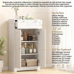 Bathroom Floor Cabinet with 2 Drawers - White