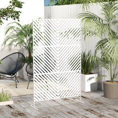 6.5FT Decorative Outdoor Divider, Metal Privacy Screen with Stand, Triangle Style, Black