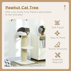 Cat Tree Kitty Tower with Sisal Mat Scratching Post, Cat Bed, Cushion, Perch, 18" x 18" x 36", Brown