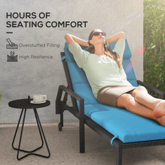 Patio Chaise Lounge Chair Cushion Replacement Sun Lounger Pads with Headrest and Ties, Beige