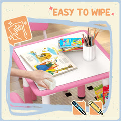5 Pieces Toddler Table and Chair Set, Height Adjustable Activity Table and Chair Set for Nursery Classroom, Grey