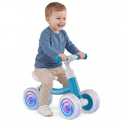 Baby Balance Bike with Adjustable Handlebar and Seat with Lighting Wheels-Blue