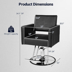 Barber Salon Chair Beauty Styling Chair with Hydraulic Pump and Adjustable Height 360°Swivel Spa Chair-Black