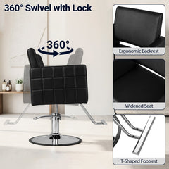 Barber Salon Chair Beauty Styling Chair with Hydraulic Pump and Adjustable Height 360°Swivel Spa Chair-Black
