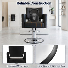 Barber Salon Chair Beauty Styling Chair with Hydraulic Pump and Adjustable Height 360°Swivel Spa Chair-Black