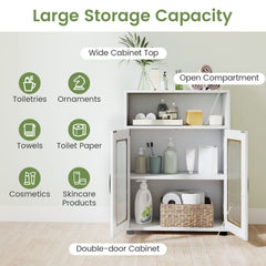 Bathroom Cabinet Freestanding Cabinet with 2 Doors and 3-Level Adjustable Shelf-White