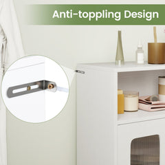 Bathroom Cabinet Freestanding Cabinet with 2 Doors and 3-Level Adjustable Shelf-White