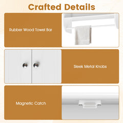 Bathroom Wall Cabinet with Towel Bar and Open Shelf and Adjustable Shelf-White