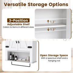 Bathroom Wall Cabinet with Towel Bar Farmhouse Medicine Cabinet-White