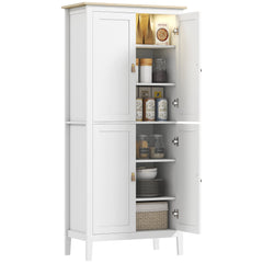 69.5" Tall Kitchen Pantry Storage Cabinet with Motion Sensor LED Light, Modern Kitchen Pantry Cabinet, Green