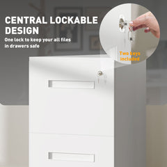 File Cabinet, Vertical Filing Cabinet with Adjustable Partition for A4 Letter Size, Lockable for Office, Black