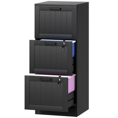 2 Drawer Filing Cabinet with Lock, Office Storage Cabinet with Adjustable Hanging Bars for A4 Letter Size Files, Black