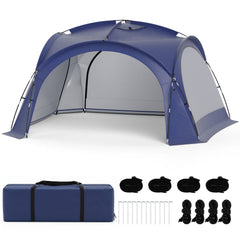 Beach Tent for 12-15 People Easy Setup Dome Canopy Tent with 4 Removable Zippered Sidewalls-Blue