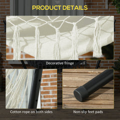Patio Hammock Chair with Stand, Outdoor Hammock Swing Hanging Lounge Chair with Side Pocket and Headrest, Cream