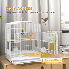23" Bird Cage, Finches Canaries, Parrot Cage with Doors Perches, 2 Feeder Pet Supplies, White