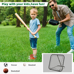 Soccer Rebounder Net, 3' x 3', Angle Adjustable Baseball Rebounder Net Training Equipment Aid with Quick Folding Design for Teens & Adults, Kickback Target Goal Play