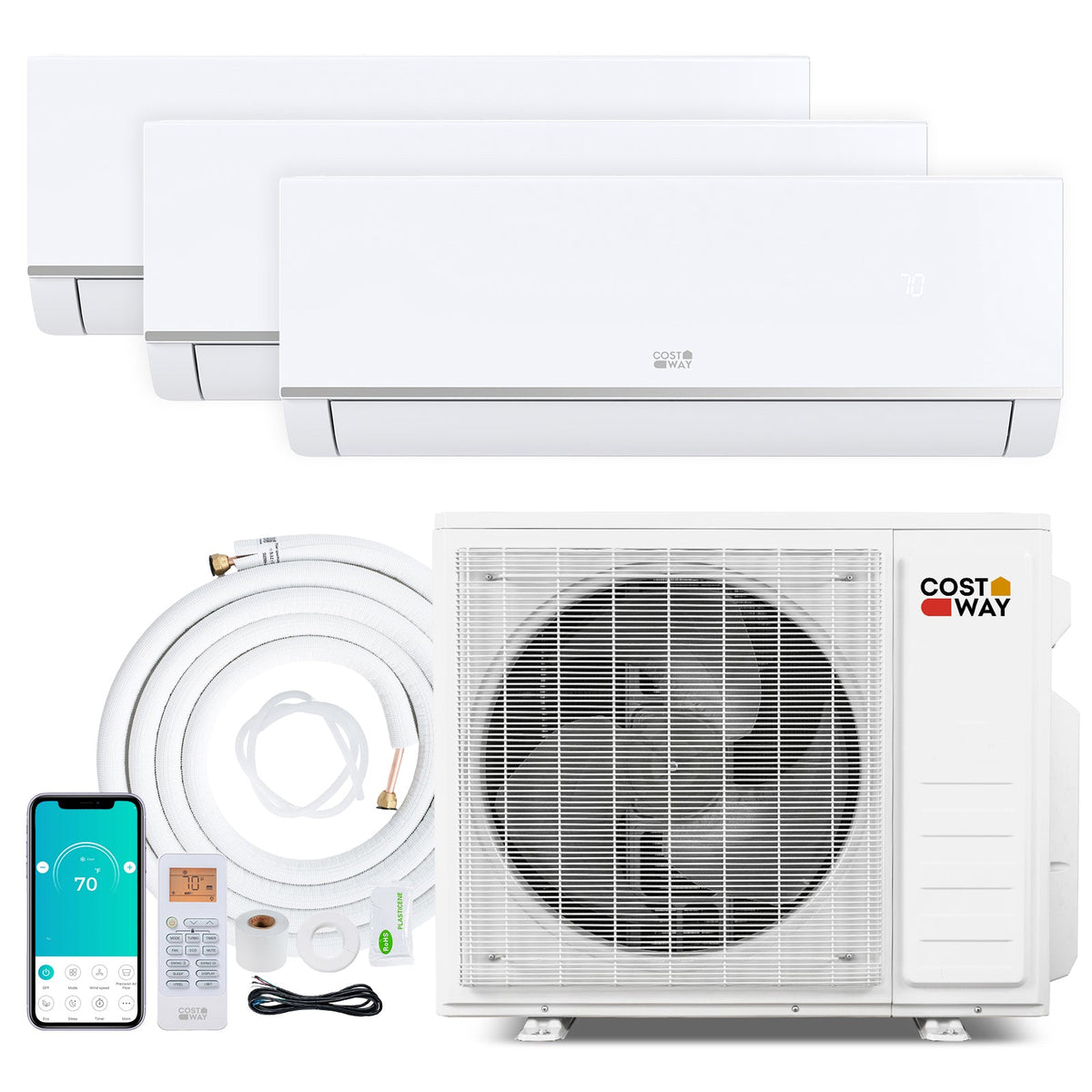 Blast Pro 28,000 BTU 3 Zone Mini Split Heat Pump, 20 SEER2, Wifi, 9K + 9K + 18K