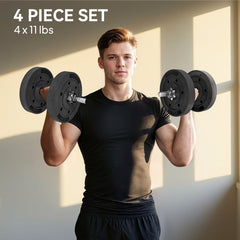 Weight Plates Set of 4, 1-Inch Barbell Weight Set for Home Gym Strength Training and Weightlifting, 4 x 11 lbs