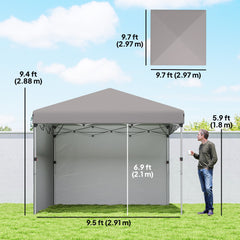10' x 10' Pop Up Canopy with Sidewalls, Roller Bag, Height Adjustable Instant Tent for Outdoor, Garden, Patio, Black