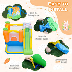 Bounce House for Kids 3-12 with Climbing Wall and 480W Blower for Backyard Party