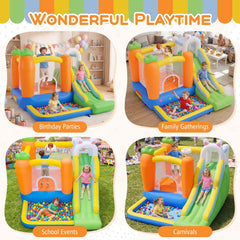 Bounce House for Kids 3-12 with Climbing Wall and 480W Blower for Backyard Party