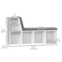Multi-Purpose Bookshelf with 5 Cubes, 5-Cubby Bookcase with Cushioned Reading Nook and Storage Shelves, Blue
