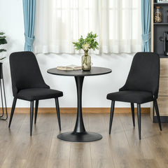 Modern Dining Chair Set of 2, Fabric Upholstered Side Chairs for Kitchen Living Room with Metal Legs, Black