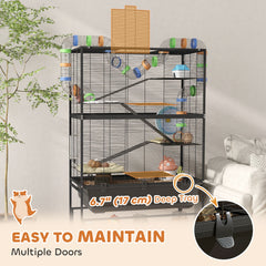3 Tier Rolling Hamster Cage with 7" Deep Tray, Storage Shelf, Big Exercise Wheel, Tube System, for Syrian, Gerbil, Rat