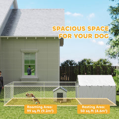 Galvanized Steel Dog Kennel Outdoor with Waterproof & UV-Resistant Cover for Large Dogs, 13.1' x 7.5' x 7.5'