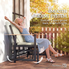 Outdoor Glider Bench for 2 Person, Patio Glider Loveseat with Thick Cushions for Garden Balcony Porch, Dark Grey