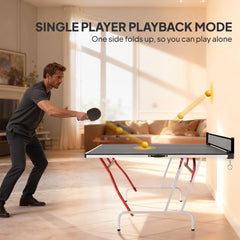 9' x 5' Full Size Table Tennis Table, Folding Ping Pong Table with Paddles and Balls, Dark Grey