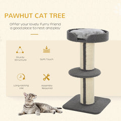 Cat Tree Kitty Tower with Sisal Mat Scratching Post, Cat Bed, Cushion, Perch, 18" x 18" x 36", Brown