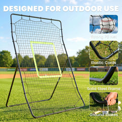 4 x 5.7ft Volleyball Rebounder Net with Strike Zone, Baseball Lacrosse Training Net for Pitching and Fielding