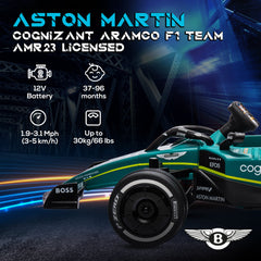 Aston Martin Licensed 12V Electric Go Kart, Kids Ride on Car with 4 Shock-Absorbing Wheels, Remote Control