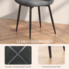 Dining Chairs Set of 4, Upholstered Dining Room Chairs with Steel Legs, Modern Kitchen Chair for Dining Room, Black