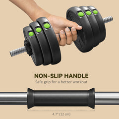 33LBS 2-in-1 Adjustable Barbell & Dumbbells Set, Weights Set with Non-slip Handles for Men and Women Home Gym Training
