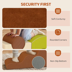 5-Piece Foam Climbing Blocks with Non-Slip Bottom, Removable Washable Cover for Crawling or Building, Playroom, Nursery