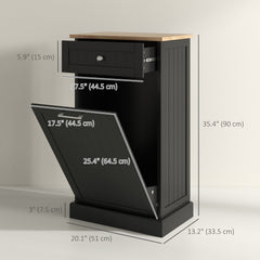 Kitchen Tilt Out Trash Bin Cabinet, Free Standing Recycling Cabinet, Trash Can Holder with Drawer, White