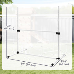 Set of 6 Dog Agility Training Equipment Adjustable Jump Bar Pet Exercise Kit with Carrying Bag (White)