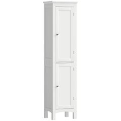 Tall Bathroom Cabinet, Freestanding Storage Organizer with Adjustable Shelves and Cupboards, 15" x 13" x 63", Black