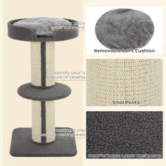 Cat Tree Kitty Tower with Sisal Mat Scratching Post, Cat Bed, Cushion, Perch, 18" x 18" x 36", Brown