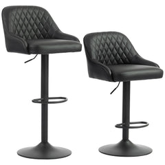 Bar Stools Adjustable Swivel Kitchen Chairs with Backrest Set of 2 for Kitchen Island Black