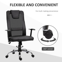 Ergonomic Office Chair with Thick Padded Headrest, Mesh Computer Desk Chair with Tilt Function, Armrest, Black