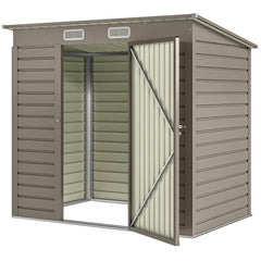 6 x 4FT Galvanized Garden Storage Shed, Metal Outdoor Shed with Double Doors and 2 Vents, Grey