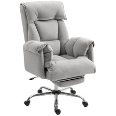High Back Office Chair, Reclining Desk Chair with Footrest, Swivel Base, Rolling Wheels, Light Grey