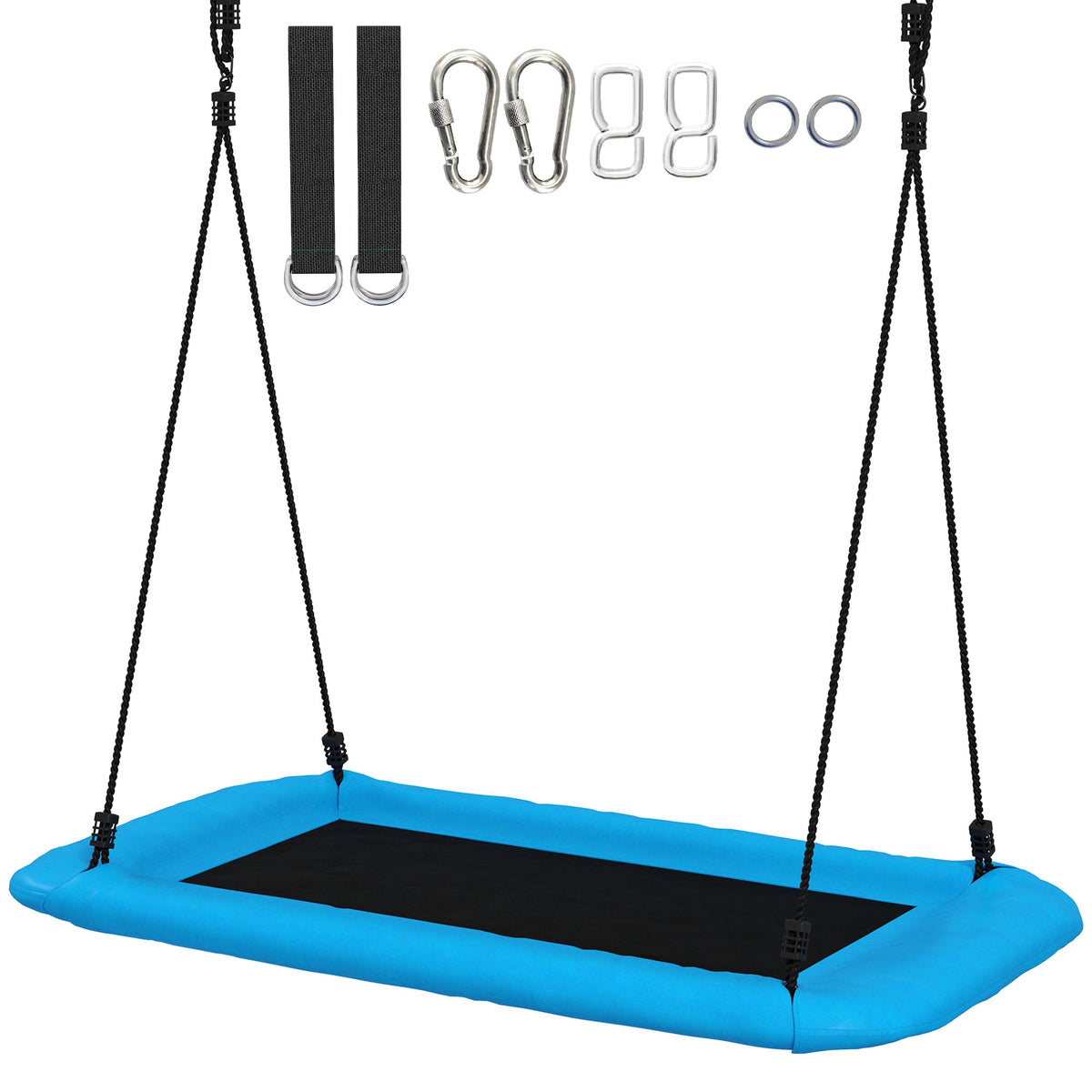 Nest Swing Adjustable Ropes Tree Straps Basket Swing for Kids, 58" x 30", 660 lbs Capacity for Indoor Outdoor, Blue
