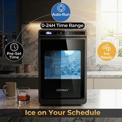 Clear Ice Cube Maker Countertop 1.6 Inches Large Square Ice Cubes-Silver