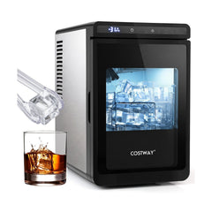 Clear Ice Cube Maker Countertop 1.6 Inches Large Square Ice Cubes-Silver